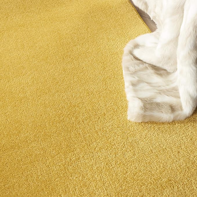 Nourison Essentials Indoor/Outdoor Yellow 5' x Square Area Rug, Easy Cleaning, Non Shedding, Bed Room, Living Room, Dining Room, Backyard, Deck, Patio (5 Square)