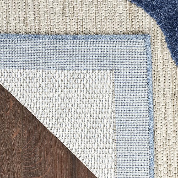Nourison Aloha Outdoor Blue Grey 2'3" x 12' Area Rug, Easy Cleaning, Non Shedding, Bed Room, Living Room, Dining Room, Deck, Backyard, Patio (2x12)