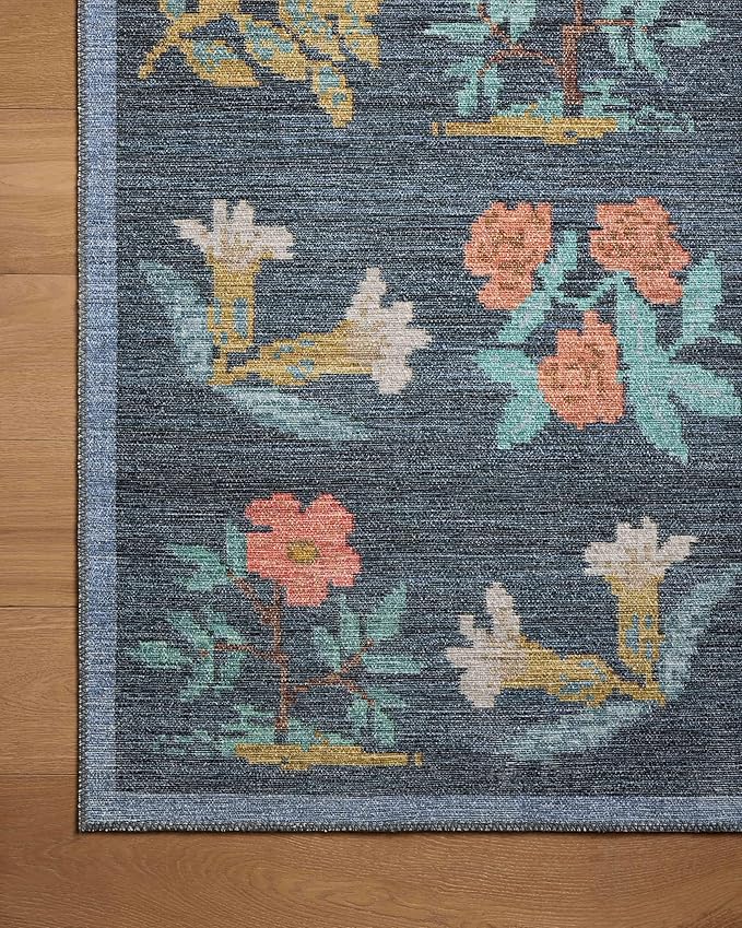 Loloi Rifle Paper Co. Rosa Collection RSA-03 Navy 7'-6" x 9'-6" Area Rug