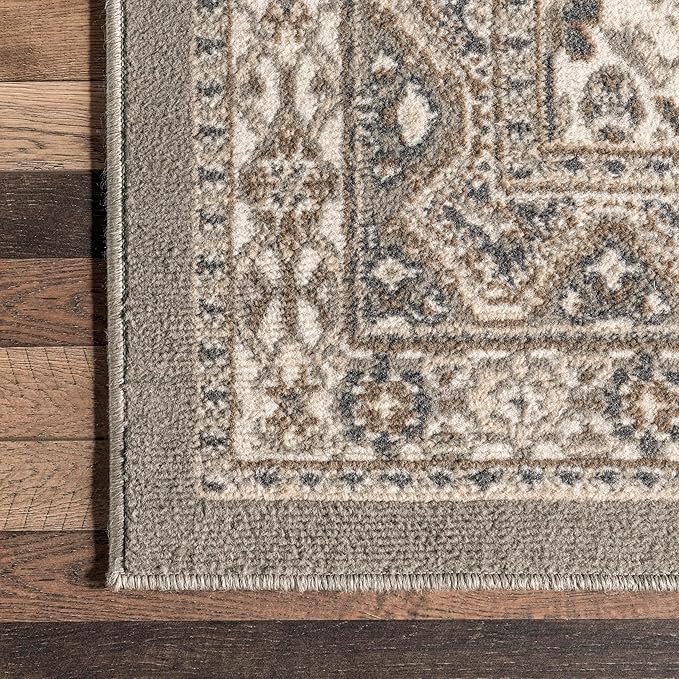 nuLOOM 2x3 Becca Traditional Tiled Area Rug, Taupe, Faded Transitional Design, Stain Resistant, For Bedroom, Dining Room, Living Room, Hallway, Office, Kitchen, Entryway