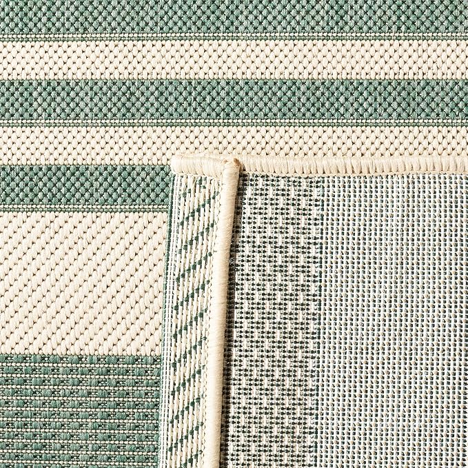 SAFAVIEH Courtyard Collection Runner Rug - 2'3" x 10', Beige & Dark Green, Stripe Design, Non-Shedding & Easy Care, Indoor/Outdoor & Washable-Ideal for Patio, Backyard, Mudroom (CY6062-322)