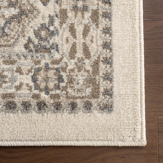 nuLOOM 8' Round Becca Traditional Tiled Area Rug, Becca Beige, Faded Transitional Design, Stain Resistant, for Bedroom, Dining Room, Living Room, Hallway, Office, Kitchen, Entryway