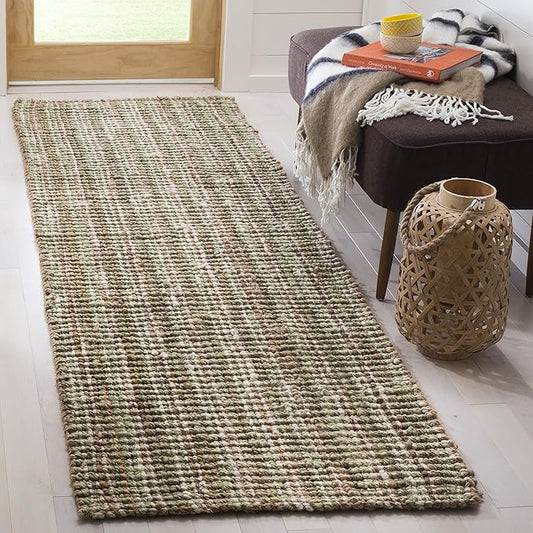 SAFAVIEH Natural Fiber Collection Accent Rug - 2' x 3', Sage & Natural, Handmade Chunky Textured Jute 0.75-inch Thick, Ideal for High Traffic Areas in Entryway, Living Room, Bedroom (NF447S)
