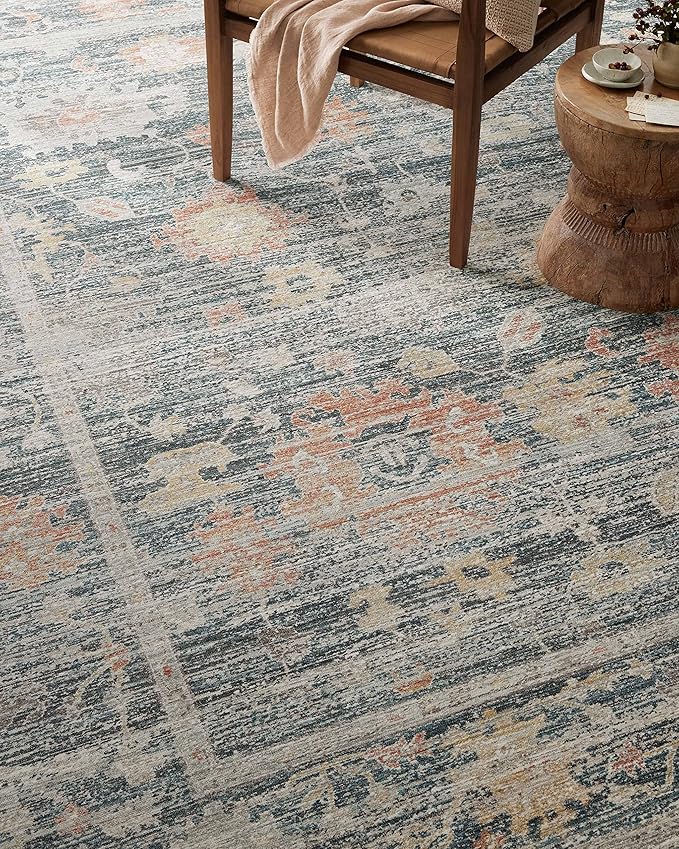Loloi Magnolia Home by Joanna Gaines Millie Collection MIE-01 Blue/Multi 2'-7" x 12'-0", .25" Pile Height, Runner Rug