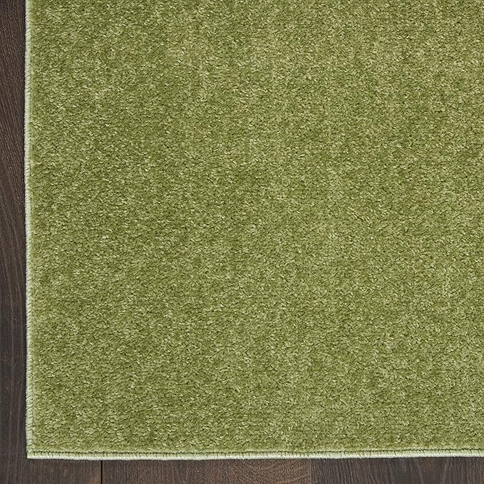 Nourison Essentials Solid Indoor/Outdoor Green 2'2" x 18 Area Rug, Easy Cleaning, Non Shedding, Bed Room, Living Room, Dining Room, Deck, Patio, Backyard (2x18)