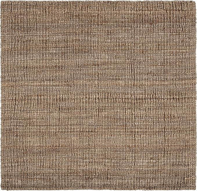 Safavieh Natural Fiber Collection Area Rug - 10' Square, Natural & Grey, Handmade Chunky Textured Jute 0.75-inch Thick, Ideal for High Traffic Areas in Living Room, Bedroom (NF447M)
