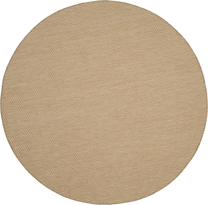 SAFAVIEH Courtyard Collection Area Rug - 7'1 Round, Natural & Cream, Non-Shedding & Easy Care, Indoor/Outdoor & Washable-Ideal for Patio, Backyard, Mudroom (CY8521-03012)