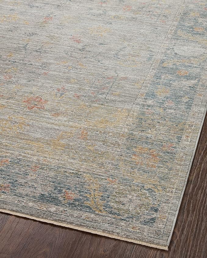 Loloi Magnolia Home by Joanna Gaines Millie Collection MIE-04 Slate/Multi 2'-7" x 10'-0", .25" Pile Height, Runner Rug