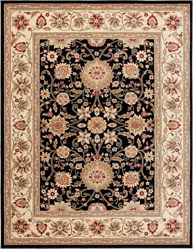 SAFAVIEH Lyndhurst Collection LNH212A Traditional Oriental Non-Shedding Living Room Bedroom Dining Home Office Area Rug( Black/Ivory, 7'9" x 9'9")