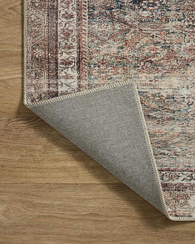 Loloi Chris Loves Julia Jules Collection JUL-09 Ink/Terracotta 3'-6'' x 5'-6'', .13" Pile Height, Accent Rug