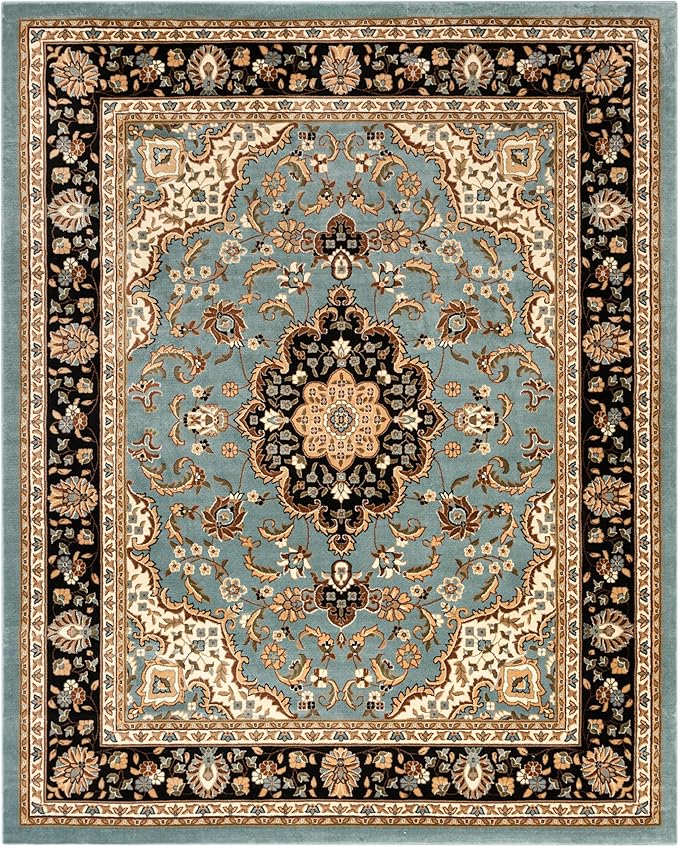 Well Woven Barclay Collection Medallion Kashan Light Blue 5x7 Area Rug - for Living Room, Bedroom, and Dining Room