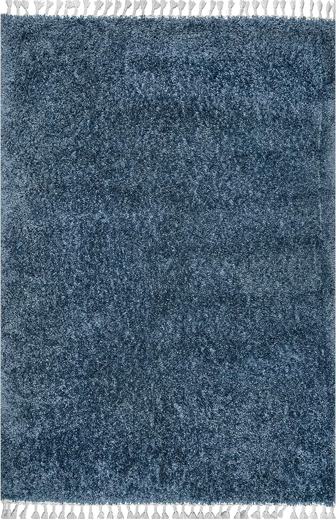 nuLOOM Neva Modern Tasseled Shag Area Rug, 8' Square, Blue
