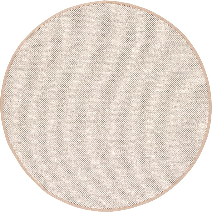 SAFAVIEH Natural Fiber Collection Area Rug - 6' Round, Marble & Linen, Border Sisal Design, Easy Care, Ideal for High Traffic Areas in Living Room, Bedroom (NF143B)