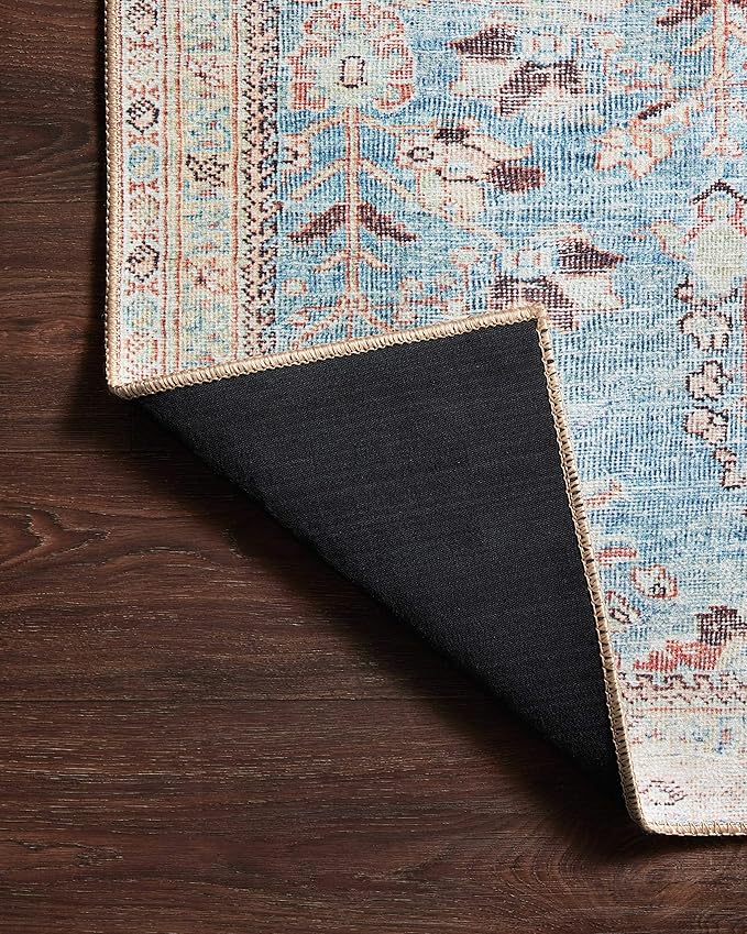Loloi II Wynter Collection WYN-06 Teal/Multi 7'-6" x 9'-6", .13" Thick, Area Rug, Soft, Durable, Printed, Vintage Inspired, Low Pile, Non-Shedding, Easy Clean, Living Room Rug