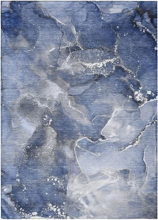 Addison Rugs Chantille ACN518 Blue 3' x 5 Indoor Outdoor Area Rug, Stain Resistant, Machine Washable, Non Shedding, Bedroom, Living Room, Dining Room, Kitchen Rug