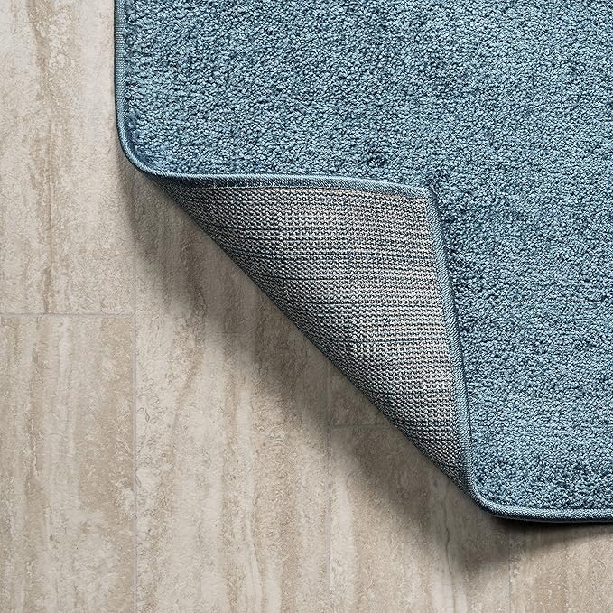 JONATHAN Y SEU100H-216 Haze Solid Low-Pile Indoor Runner Rug, Coastal, Bohemian, Minimalist, Classic, Casual for Bedroom,Kitchen,Living Room,Non Shedding,Easy-Washing, Blue, 2 X 16