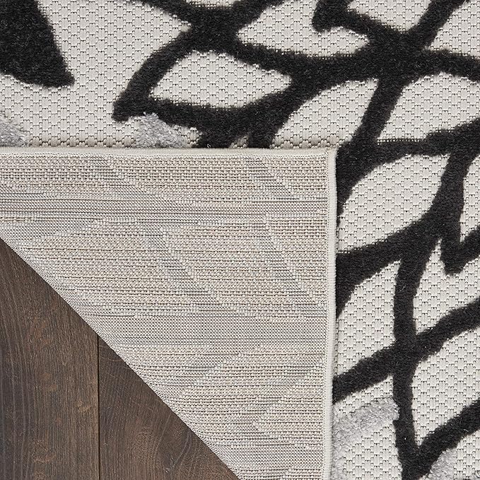 Nourison Aloha Indoor/Outdoor Black White 3' x 5' Area Rug, Easy Cleaning, Non Shedding, Bed Room, Living Room, Dining Room, Kitchen (3x5)