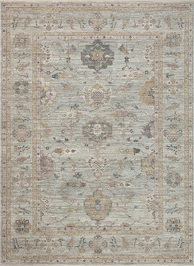 Loloi Magnolia Home by Joanna Gaines Millie Collection MIE-02 Sky/Gold 2'-7" x 12'-0", .25" Pile Height, Runner Rug