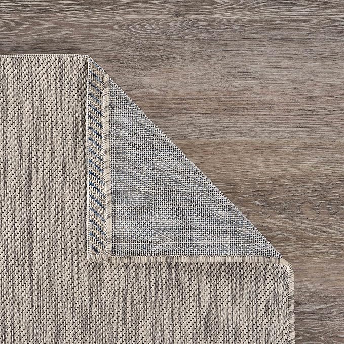 LR Home 8 x 10 Indoor / Outdoor Area Rug for Home Decor | Coastal School of Fish large size carpet for living room, bedroom, playroom, patio, garden | Modern farmhouse rug | Gray / Navy