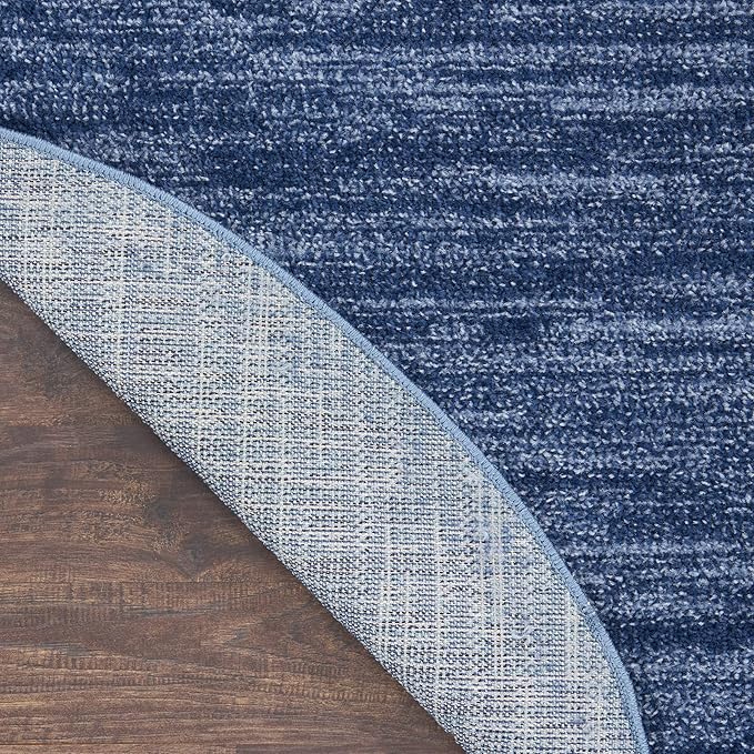 Nourison Essentials Indoor/Outdoor Navy Blue 6' x 9'Oval Area Rug, Easy Cleaning, Non Shedding, Bed Room, Living Room, Dining Room, Backyard, Deck, Patio (6x9 Oval)