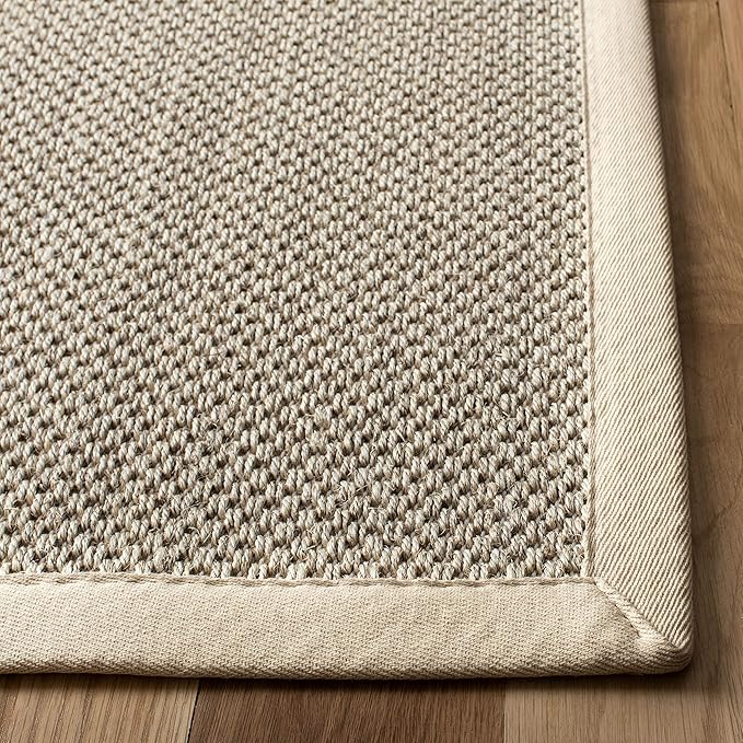 SAFAVIEH Natural Fiber Collection Area Rug - 5' x 8', Marble & Beige, Border Sisal Design, Easy Care, Ideal for High Traffic Areas in Living Room, Bedroom (NF143C)