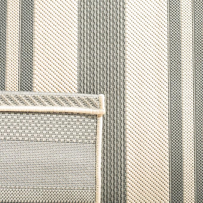 SAFAVIEH Courtyard Collection Area Rug - 5'3' x 7'7', Grey & Bone, Stripe Design, Non-Shedding & Easy Care, Indoor/Outdoor & Washable-Ideal for Patio, Backyard, Mudroom (CY6062-236)