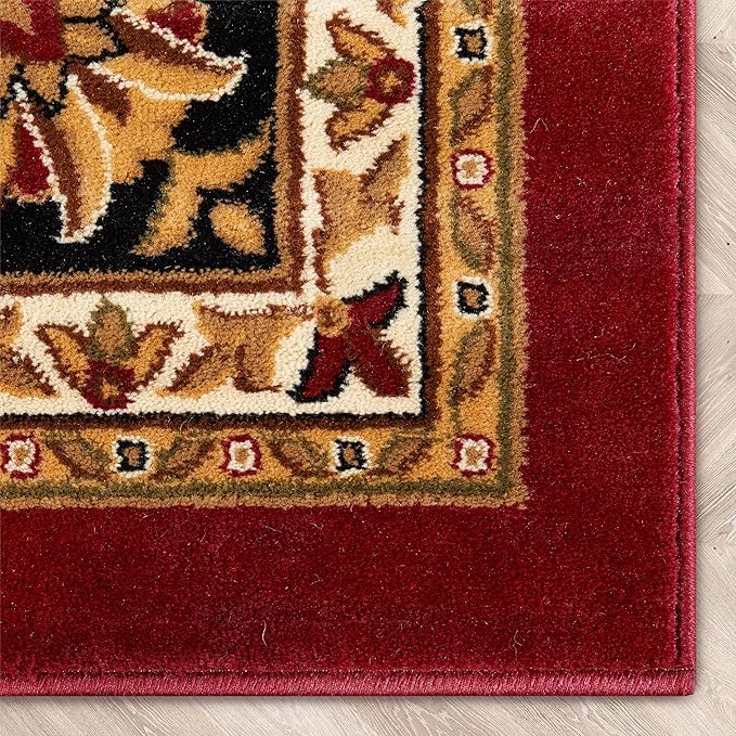 Well Woven Barclay Collection Medallion Kashan Red 4x5 Area Rug - for Entryways, Small Bedrooms, Living Rooms