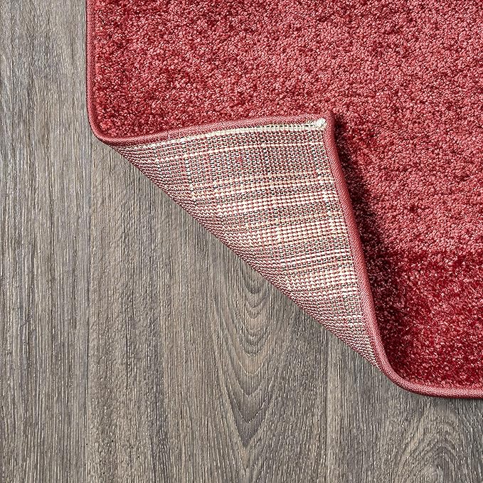 JONATHAN Y SEU100E-214 Haze Solid Low-Pile Indoor Runner Rug, Coastal, Bohemian, Minimalist, Classic, Casual for Bedroom,Kitchen,Living Room,Non Shedding,Easy-Washing, Red, 2 X 14