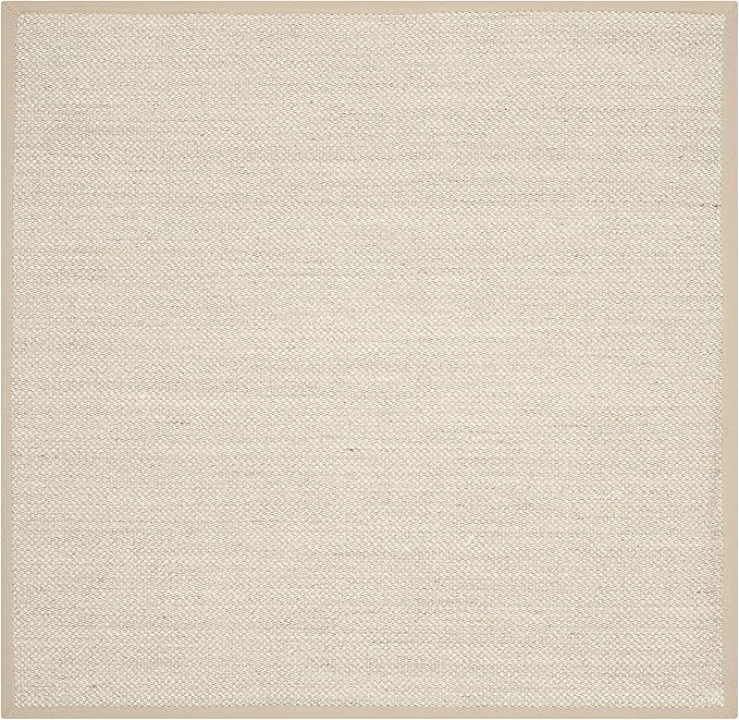 SAFAVIEH Natural Fiber Collection 9' Square Marble / Linen NF143B Border Sisal Area Rug