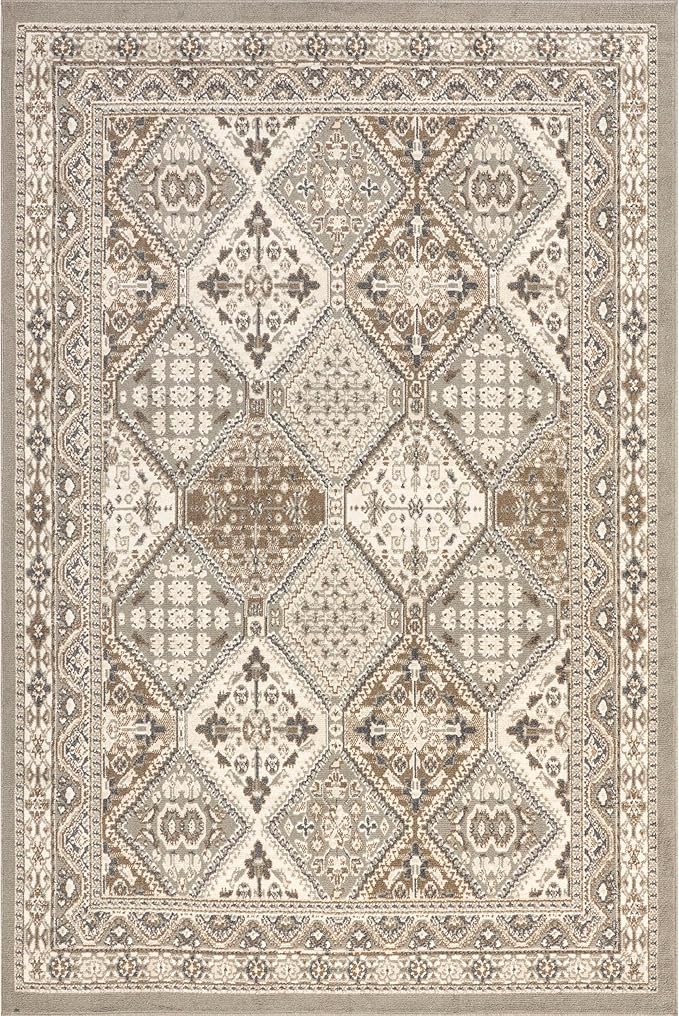 nuLOOM 10x14 Becca Traditional Tiled Area Rug, Taupe, Faded Transitional Design, Stain Resistant, For Bedroom, Dining Room, Living Room, Hallway, Office, Kitchen, Entryway
