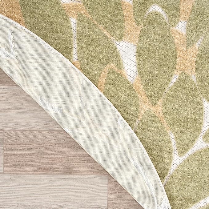 Nourison Aloha 63x63 Outdoor Polypropylene Fabric Rug in Ivory/Multi-Color