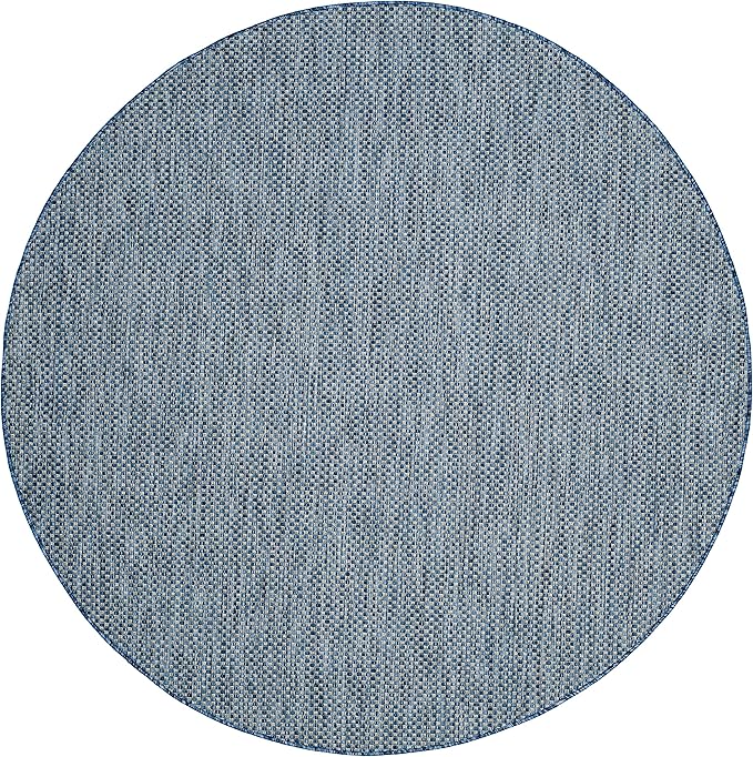 SAFAVIEH Courtyard Collection 7'1" Round Navy/Grey CY8521 Indoor/ Outside Waterproof Easy cleansingPatio Backyard Mudroom Area Mat