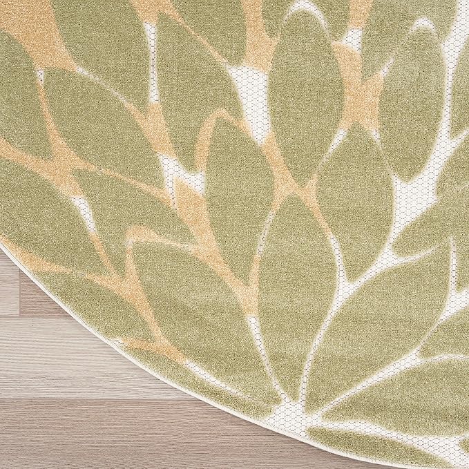Nourison Aloha 63x63 Outdoor Polypropylene Fabric Rug in Ivory/Multi-Color