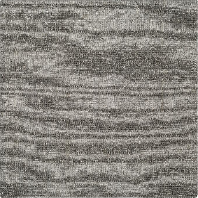 SAFAVIEH Natural Fiber Collection Area Rug - 8' Square, Light Grey, Handmade Chunky Textured Jute 0.75-inch Thick, Ideal for High Traffic Areas in Living Room, Bedroom (NF447G)