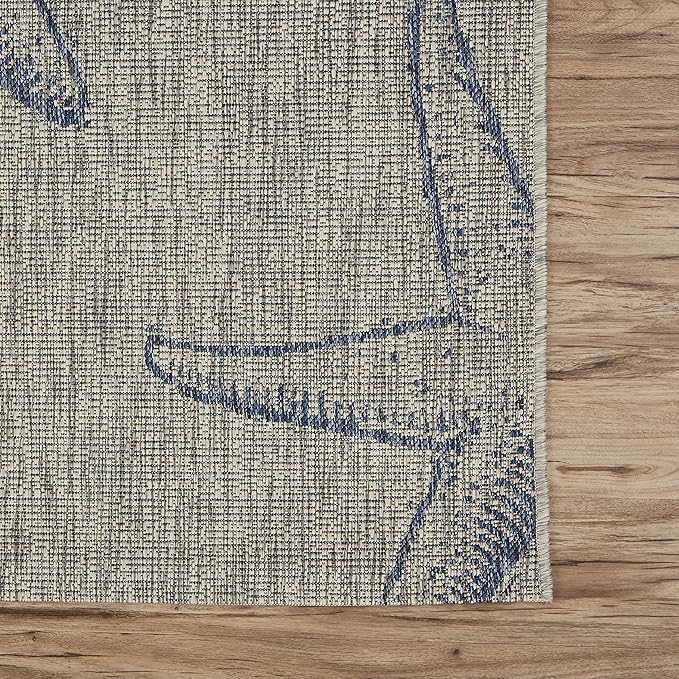 LR Home Captiva Starry Shores Indoor/Outdoor Area Rug, 7'9" x 9'5", Gray/Navy