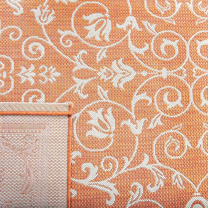 SAFAVIEH Courtyard Collection Accent Rug - 2'7" x 5', Terracotta & Natural Indoor/Outdoor & Washable, Ideal for High Traffic Areas in Patio, Backyard, Mudroom, Entryway, Doormat (CY2098-3202-3)