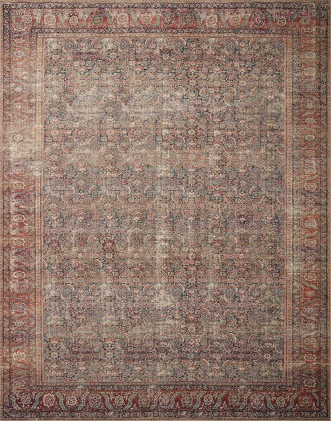 Loloi II Wynter Collection WYN-09 Onyx/Multi 2'-0" x 5'-0", .13" Thick, Accent Rug, Soft, Durable, Printed, Vintage Inspired, Low Pile, Non-Shedding, Easy Clean, Living Room Rug
