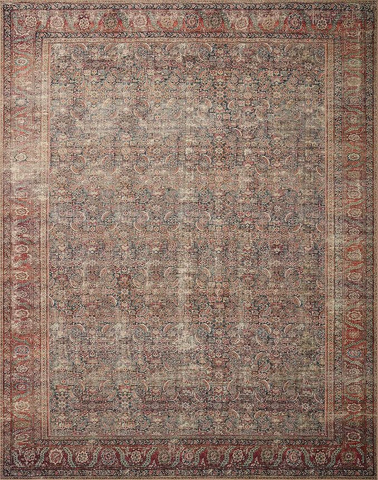 Loloi II Wynter Collection WYN-09 Onyx/Multi 2'-0" x 5'-0", .13" Thick, Accent Rug, Soft, Durable, Printed, Vintage Inspired, Low Pile, Non-Shedding, Easy Clean, Living Room Rug
