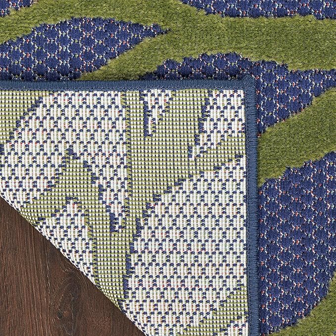 Nourison Aloha Indoor-Outdoor Navy Multicolor 3'6" x 5'6" Area Rug, Easy Cleaning, Non Shedding, Bed Room, Living Room, Dining Room, Backyard, Deck, Patio (4x6)