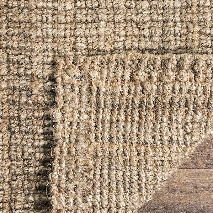 SAFAVIEH Natural Fiber Collection Runner Rug - 2'6" x 12', Natural & Grey, Handmade Chunky Textured Jute 0.75-inch Thick, Ideal for High Traffic Areas in Living Room, Bedroom (NF447M)