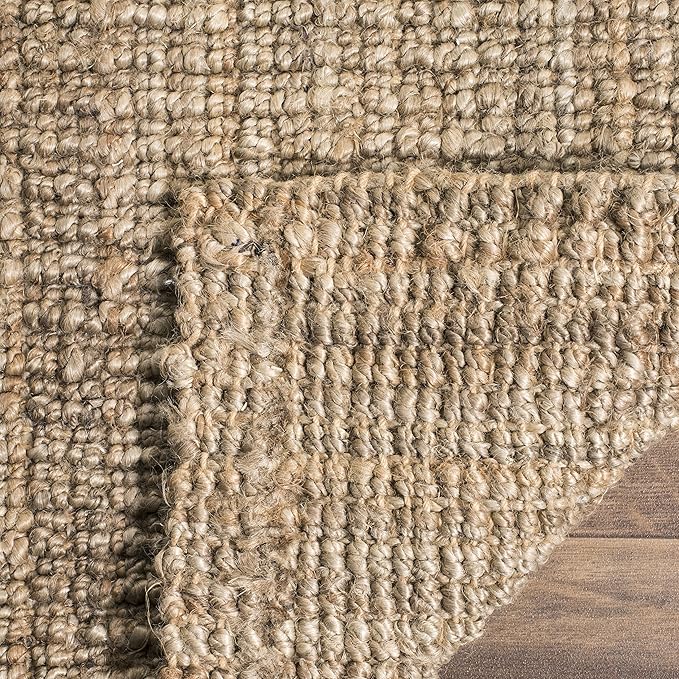 SAFAVIEH Natural Fiber Collection Runner Rug - 2'6" x 20', Natural & Grey, Handmade Chunky Textured Jute 0.75-inch Thick, Ideal for High Traffic Areas in Living Room, Bedroom (NF447M)