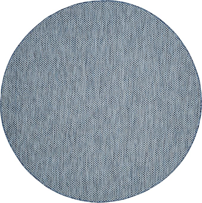 SAFAVIEH Courtyard Collection 9' Round Navy/Grey CY8521 Indoor/ Outdoor Waterproof Easy Cleaning Patio Backyard Mudroom Area Rug