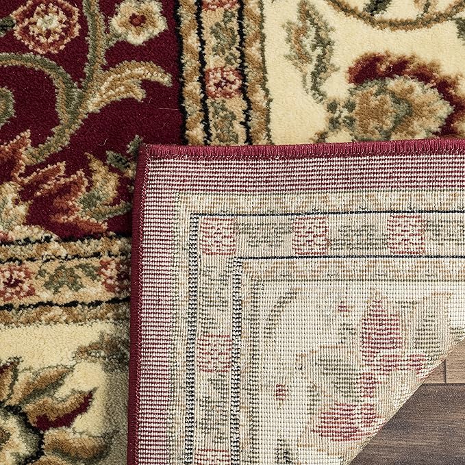 SAFAVIEH Lyndhurst Collection Area Rug - 8' x 11', Red & Ivory, Traditional Oriental Design, Non-Shedding & Easy Care, Ideal for High Traffic Areas in Living Room, Bedroom (LNH212F)