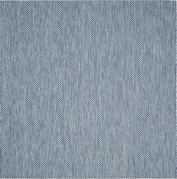 SAFAVIEH Courtyard Collection 5'3" Square Navy/Grey CY8521 Indoor/ Outside Waterproof Easy cleansingPatio Backyard Mudroom Area Mat