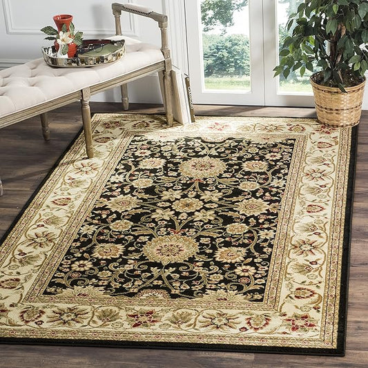 SAFAVIEH Lyndhurst Collection 3'3" Square Black/Ivory LNH212A Traditional Oriental Non-Shedding Living Room Bedroom Accent Rug