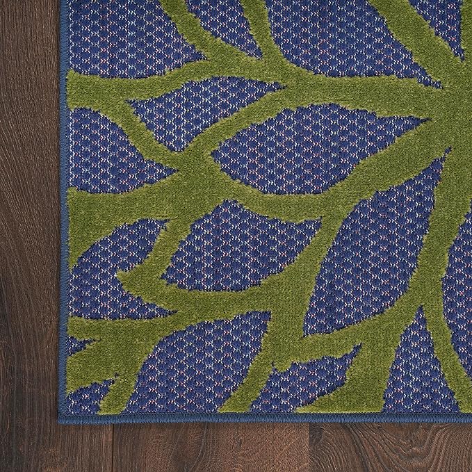 Nourison Aloha Indoor-Outdoor Navy Multicolor 2'8" x 4' Area Rug, Easy Cleaning, Non Shedding, Bed Room, Living Room, Dining Room, Backyard, Deck, Patio (3x4)
