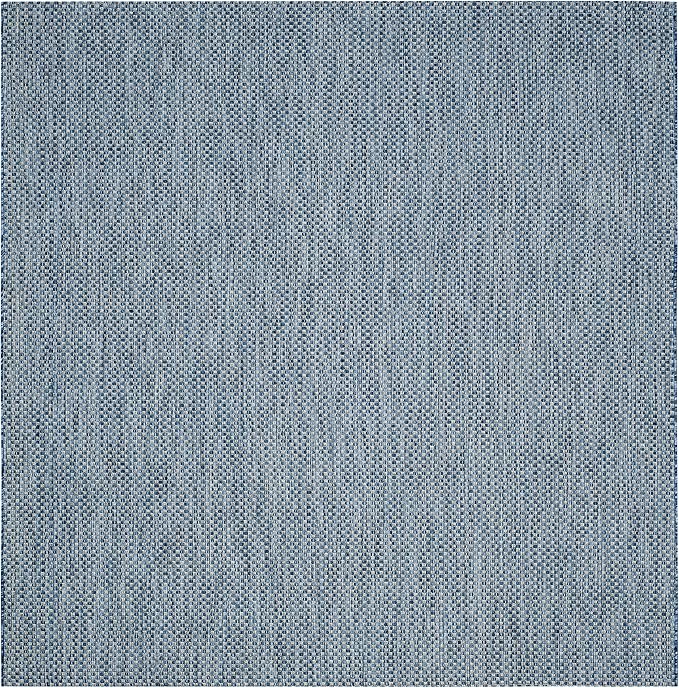 SAFAVIEH Courtyard Collection 7'1" Square Navy/Grey CY8521 Indoor/ Outside Waterproof Easy cleansingPatio Backyard Mudroom Area Mat